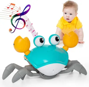 Crawling Crab Toy – Tummy Time Crab with Sound On/Off, Interactive Walking & Dancing Crab, Rechargeable, Sensory Development, Birthday Gift for Boys & Girls