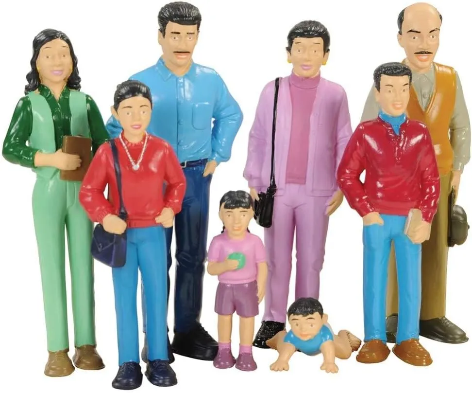 Creative Minds Marvel Education Hispanic Family Toy Figure Set for Kids Ages 3 , Set of 8 Inclusive and Diverse Dollhouse Toy Figurines, Multicolor