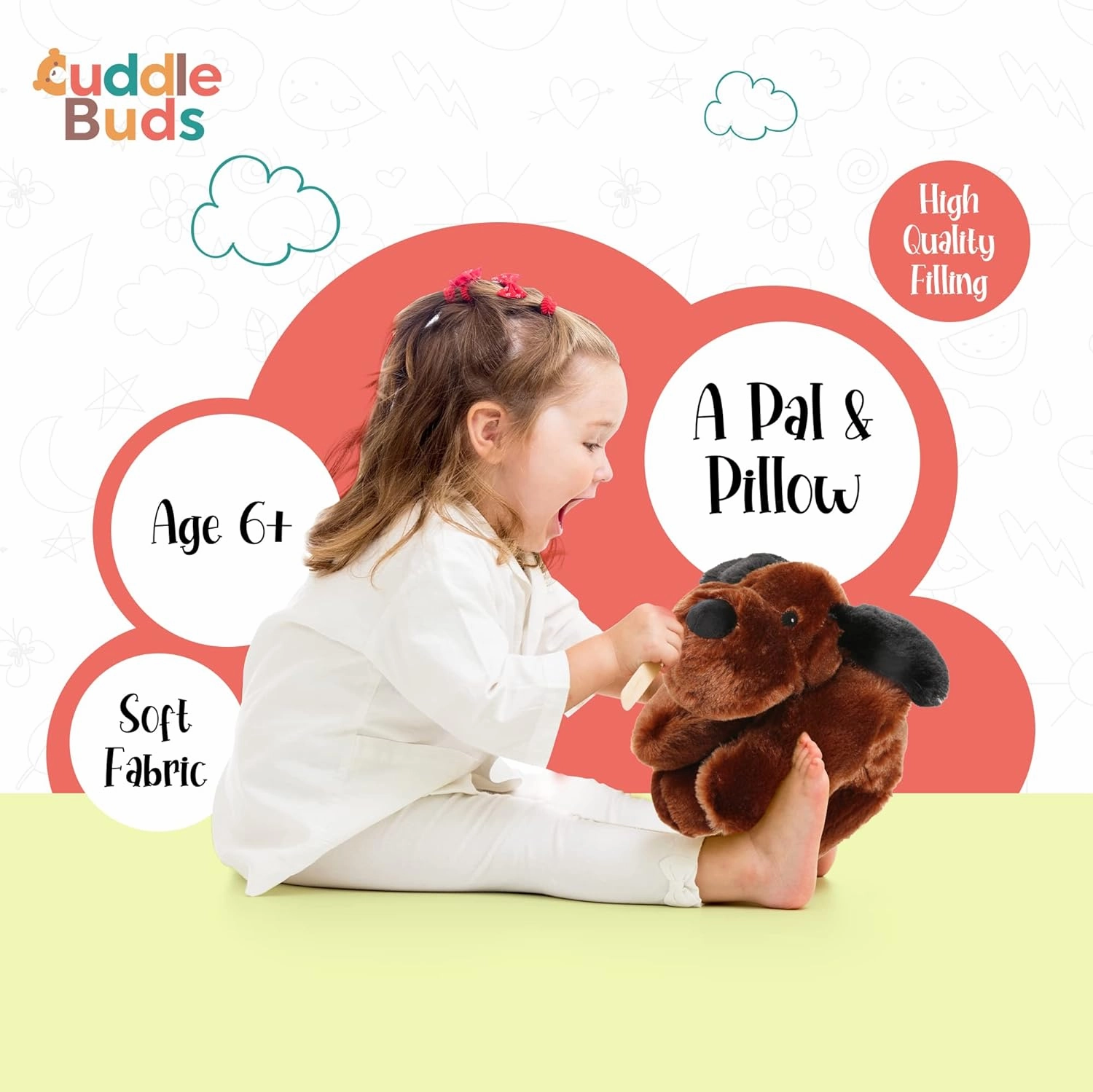 Cuddle Buds 3lbs Weighted Dog Stuffed Animal for Sensory Needs, 20'' Plush Dog, Weighted Stuffed Animals for Adults, Soft Plushie Toy