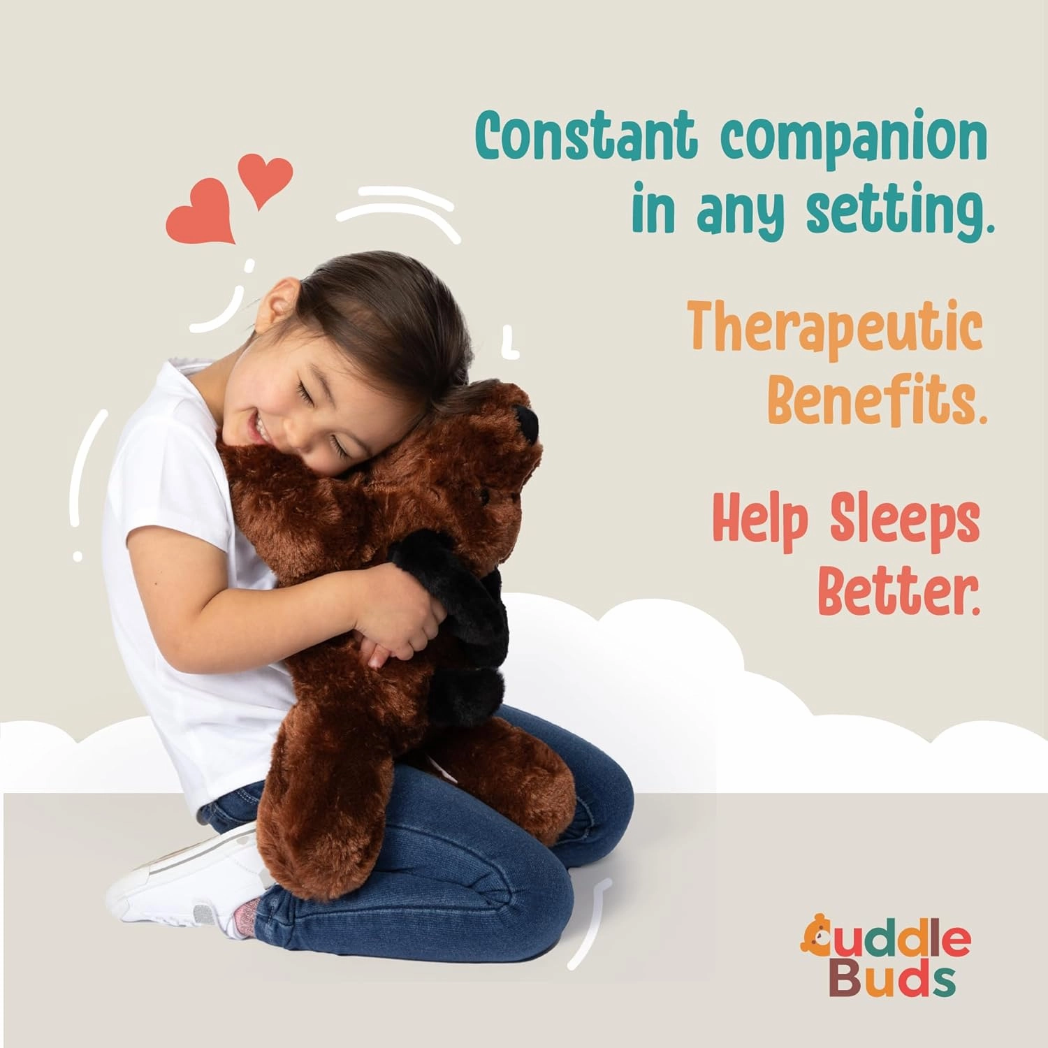 Cuddle Buds 3lbs Weighted Dog Stuffed Animal for Sensory Needs, 20'' Plush Dog, Weighted Stuffed Animals for Adults, Soft Plushie Toy