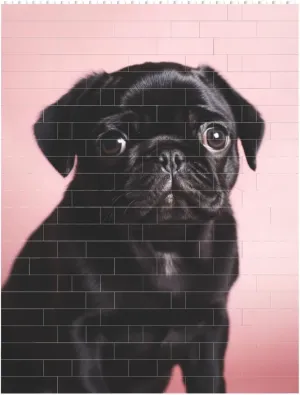 Cute Black Pug Building Block Puzzle Personalized Building Bricks for Adults Square Shaped DIY Brick Block Puzzles Valentine's Day Gifts for Home Decor Brick Puzzle