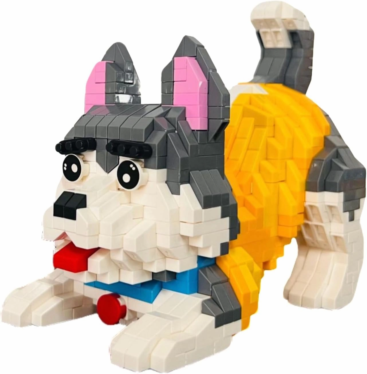 Cute Animal Building Blocks, Pet Micro Mini Building Blocks for Adults and Kids Age 6  Gift Toy 952 Pcs (Yellow Husky)