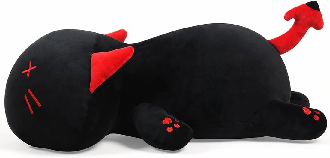 Cute Black Cat Plush Toy Soft Stuffed Animal Kitten Hugging Pillow Kawaii Plushie Kitty Toy for Kids Gift, 19.7"