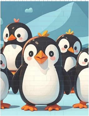 Cute Penguins Building Block Puzzle Personalized Building Bricks for Adults Block Puzzle Building DIY Brick Block Puzzles Valentine's Day Gifts for Home Decor Brick Puzzle