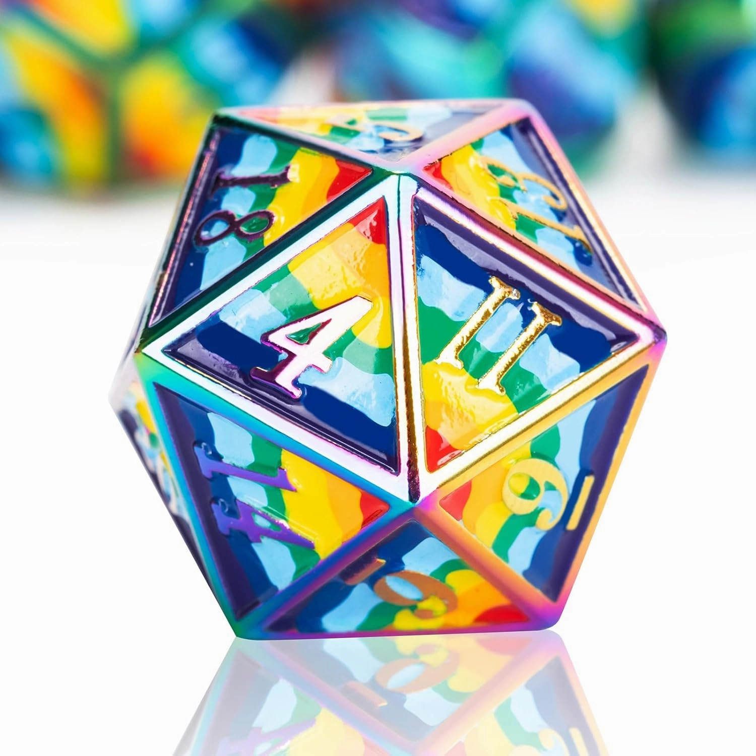 D&D Plating Metal Dice Set 7pcs t with Gift Box for Dungeons and Dragons MTR PRG Tabletop Game(Rainbow-C)