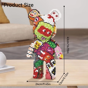DAHONPA Colorful Graffiti Bear Micro Building Blocks Set (7220 Pieces) Gift for Adults and Kids