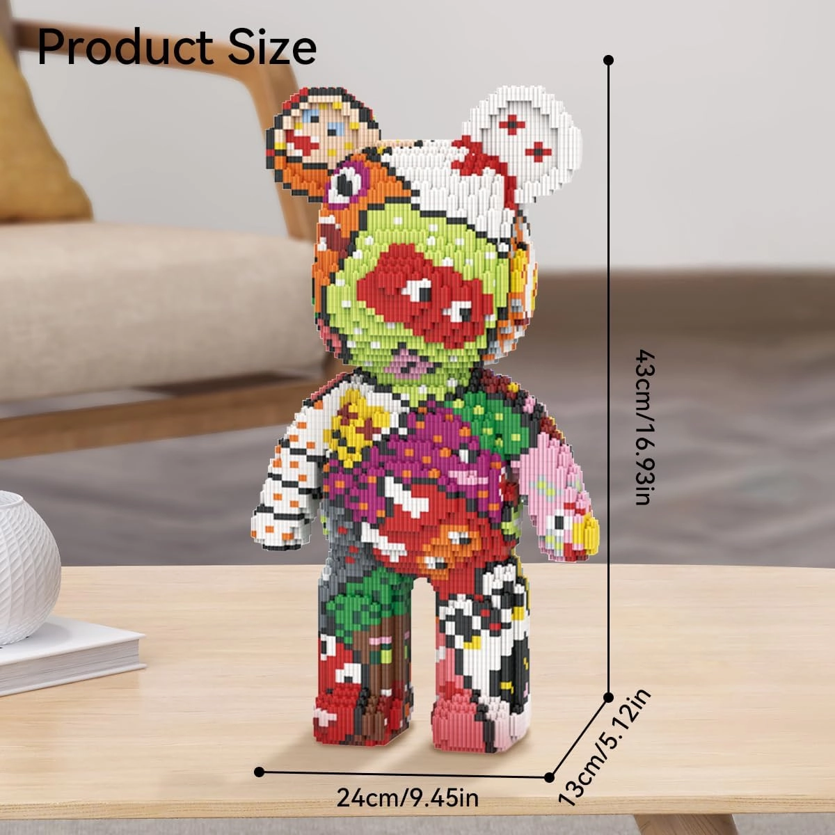 DAHONPA Colorful Graffiti Bear Micro Building Blocks Set (7220 Pieces) Gift for Adults and Kids