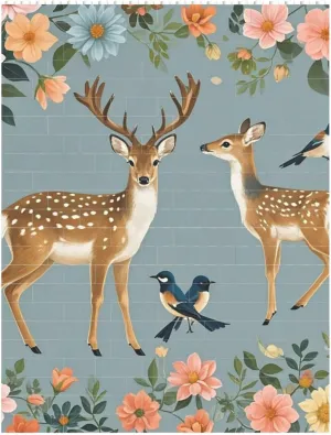 Deer Birds with Flowers Building Block Puzzle Personalized Building Bricks for Adults Square Shaped Block Puzzle Building Valentine's Day Gifts for Home Decor Brick Puzzle