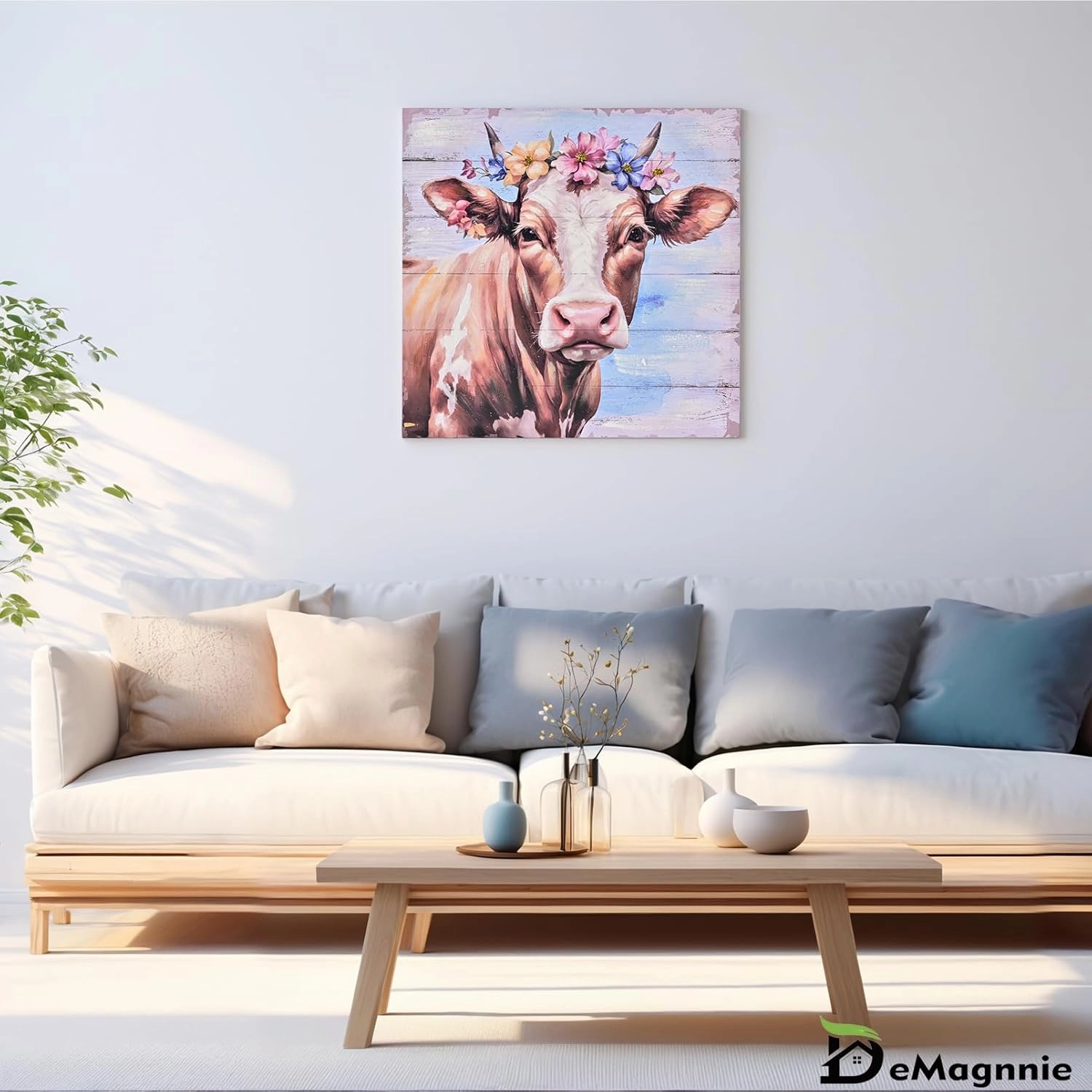 DEMAGNNIE Alpine cattle poster canvas art, highland cow pictures wall decor, ready to hang design