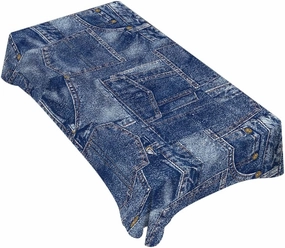 Denim Style Decorative Rectangle Tablecloth Romance Indigo Miscellaneous Polyester Table Cloths Kitchen Table Cover for Dining BBQ Picnic Coffee Table 60 x 84 Inch 6-8 Seats(Denim style, not denim)