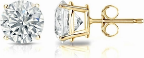 Diamond Wish 18k Yellow Gold Round Diamond Stud Earrings (1/3ct TW, G-H, VS2-SI1) 4-Prong Basket, Push Back