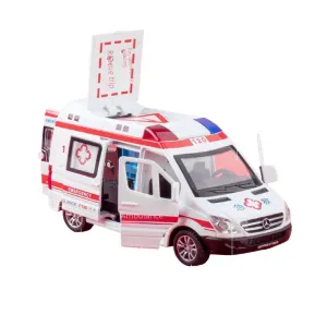 Diecast Resembling Mercedes-Benz Ambulance Pull Back Car with Lights & Sounds | 1:32 Scale Model