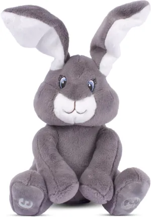 Dimple Milo Bunny Stuffed Animal - Animated Interactive Soft Bunny Plush Toy with Peek-a-Boo Feature and Singing Songs - Perfect Baby Stuffed Animal Gift for Ages 0 and Up, Grey