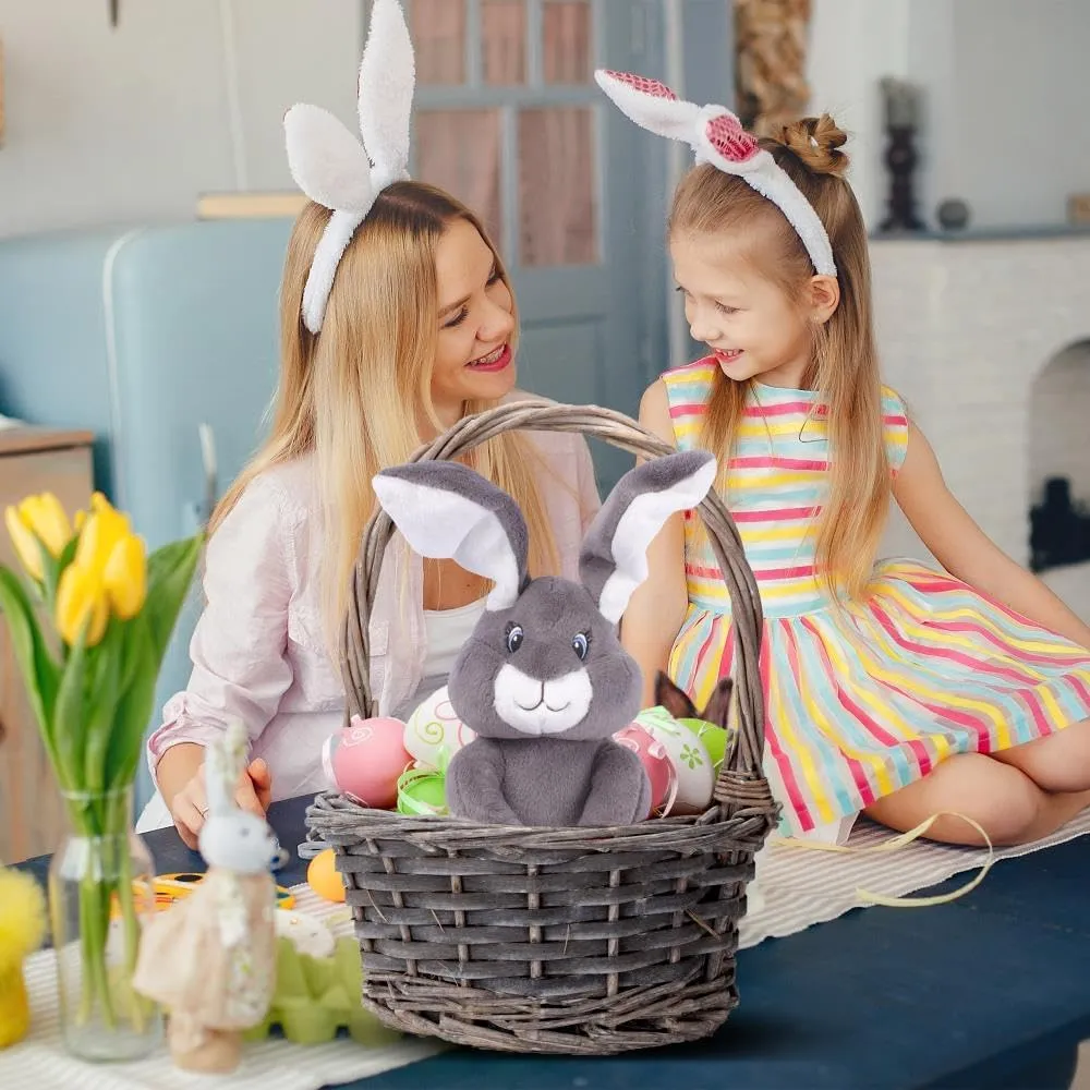 Dimple Milo Bunny Stuffed Animal - Animated Interactive Soft Bunny Plush Toy with Peek-a-Boo Feature and Singing Songs - Perfect Baby Stuffed Animal Gift for Ages 0 and Up, Grey