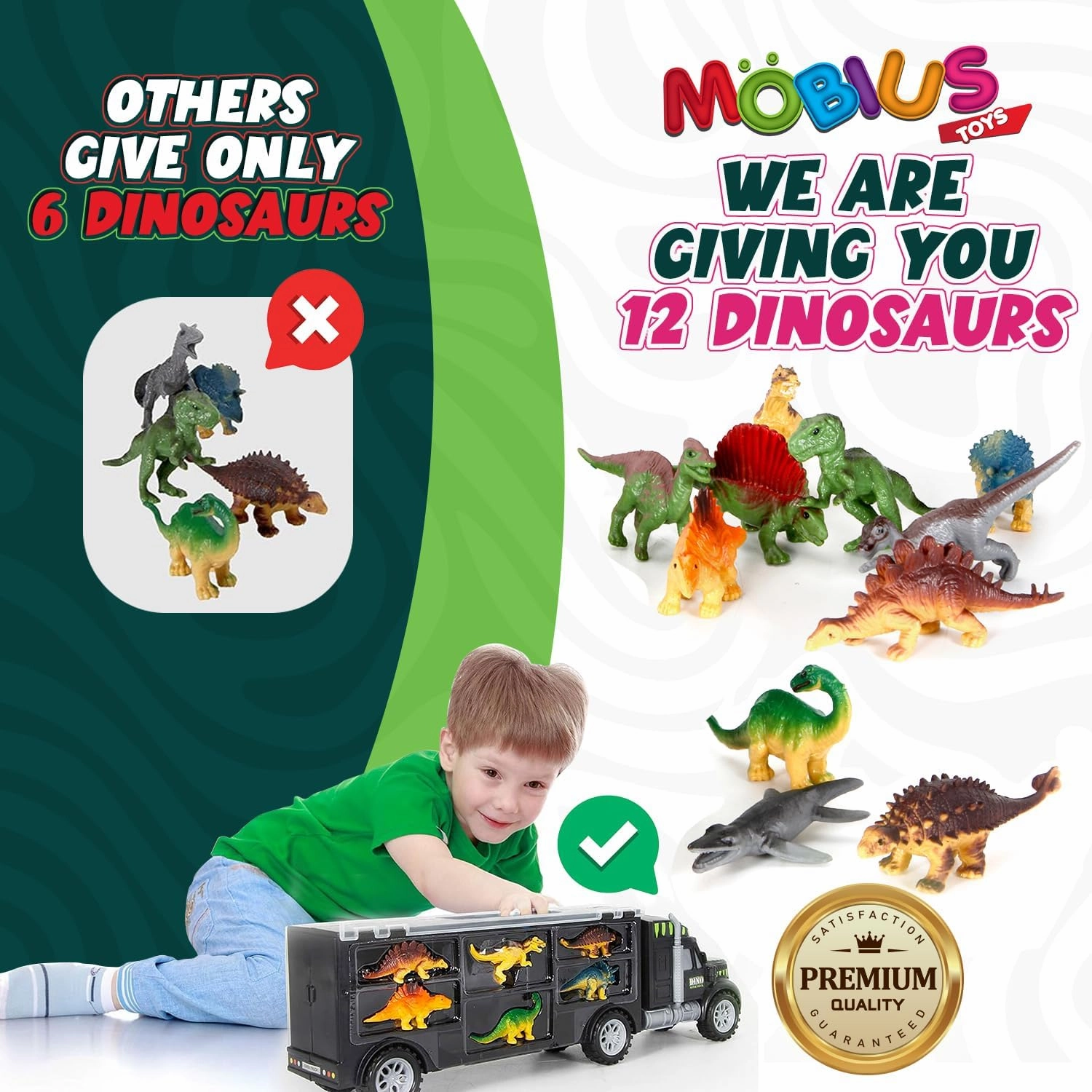 Dinosaur Truck Carrier – Toy for Boys with 12-Piece Dino Playset & Extra Figures – Fun Jurassic Gift for Kids Ages 3-7