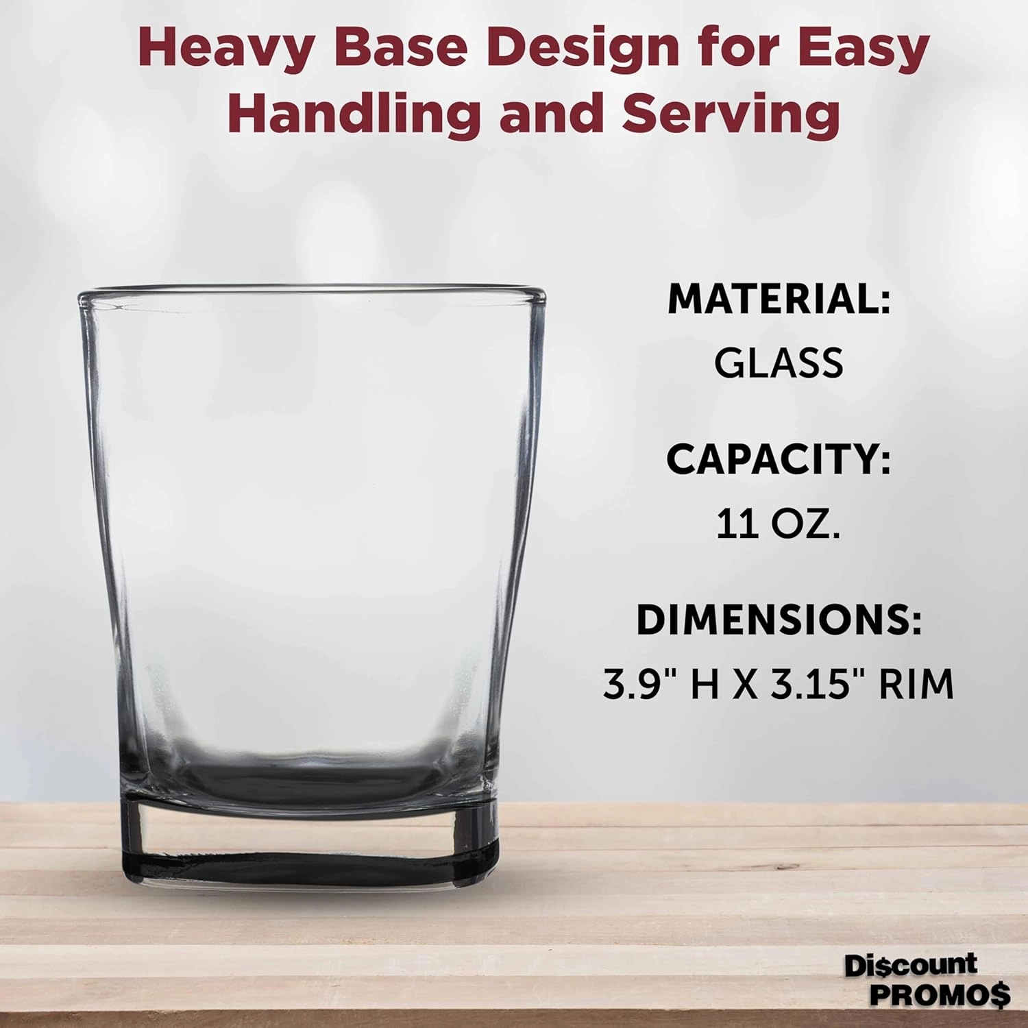 DISCOUNT PROMOS 10 Verona Whiskey Glasses Set, 11 oz. - Durable, Thick Base, Color Bottom, Barware - Black