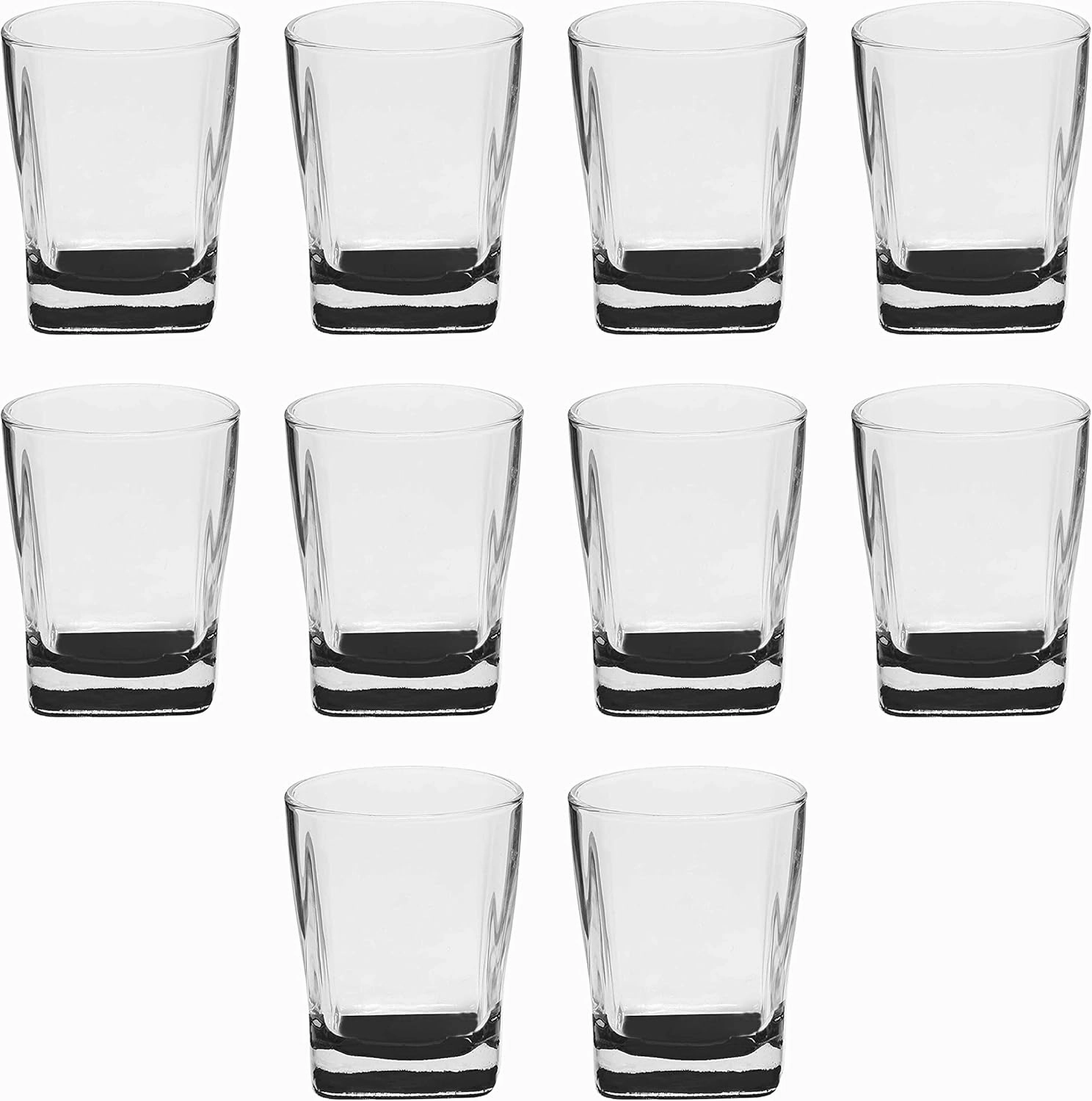 DISCOUNT PROMOS 10 Verona Whiskey Glasses Set, 11 oz. - Durable, Thick Base, Color Bottom, Barware - Black