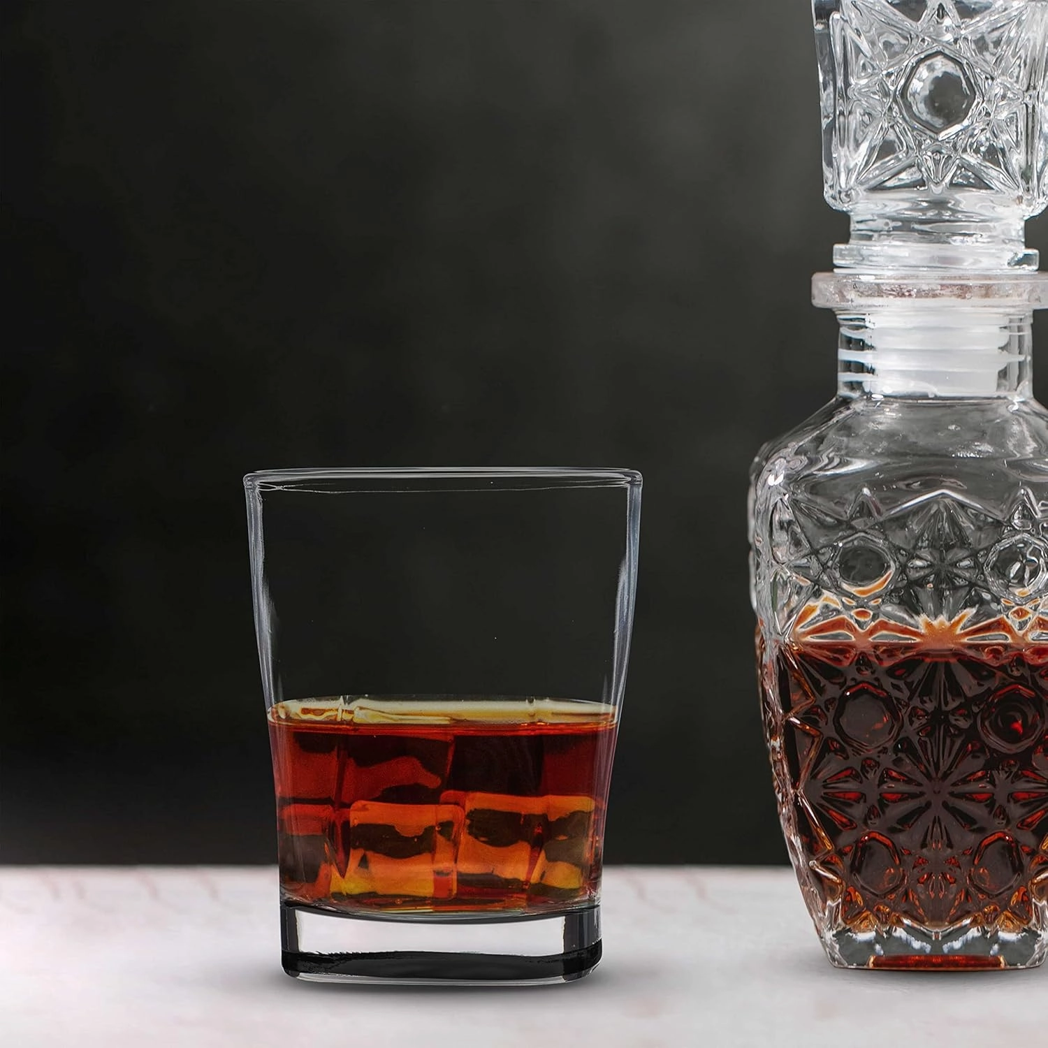 DISCOUNT PROMOS 10 Verona Whiskey Glasses Set, 11 oz. - Durable, Thick Base, Color Bottom, Barware - Black