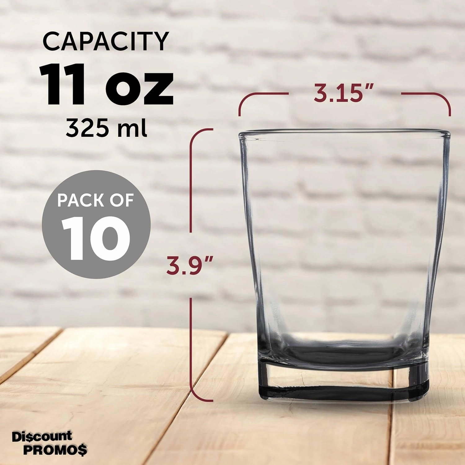 DISCOUNT PROMOS 10 Verona Whiskey Glasses Set, 11 oz. - Durable, Thick Base, Color Bottom, Barware - Black