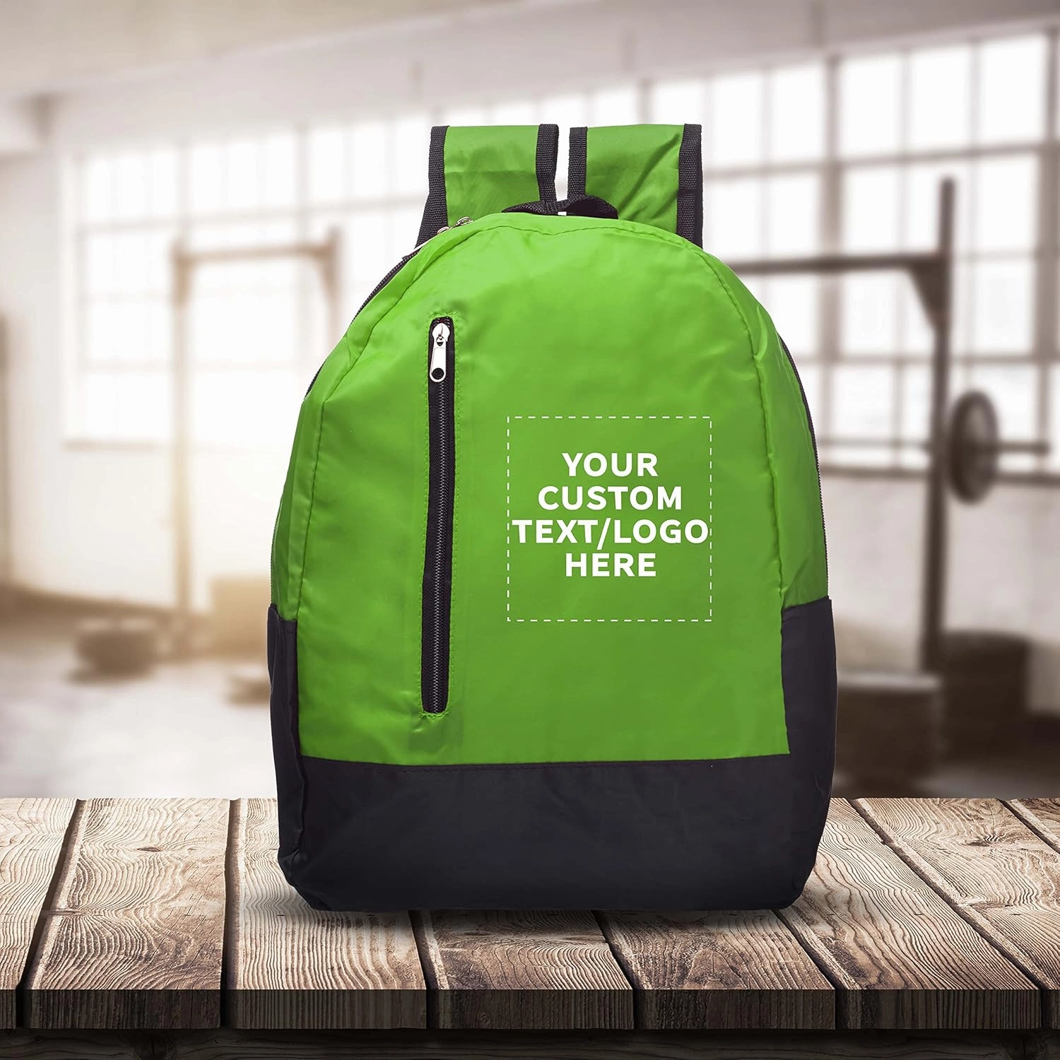 DISCOUNT PROMOS 6 Quick Zip Backpacks Set - Customizable Text, Logo - Polyester, Unique features, Front Pocket, Vibrant - Green