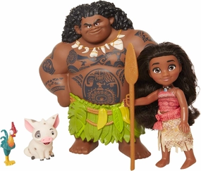 Disney Doll with Maui Demigod Doll Figure, 4 Piece Little Petite Story Telling Gift Set for Girls Ages 3 and Up