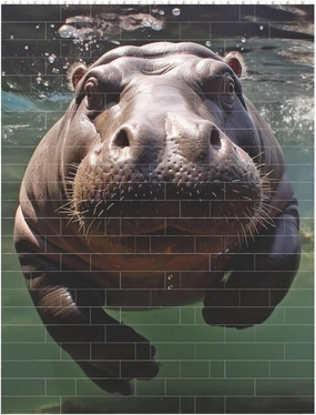 Diving Hippo Building Block Puzzle Personalized Building Bricks for Adults Square Shaped Block Puzzle Building Brick Block Puzzles Valentine's Day Gifts for Home Decor Brick Puzzle