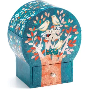 DJECO Jeco Night Singing Music Box Toy Jewelry Box Children Girls Gift Accessory Case Blue Bird 4 Years Old Educational Toy Christmas DJ06592
