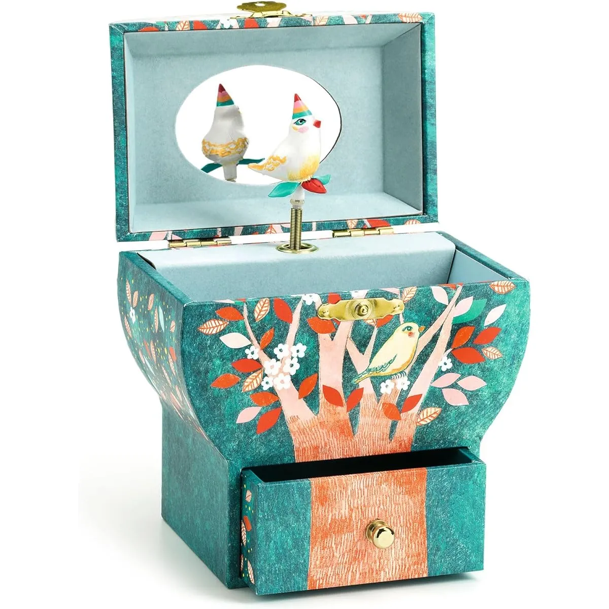 DJECO Jeco Night Singing Music Box Toy Jewelry Box Children Girls Gift Accessory Case Blue Bird 4 Years Old Educational Toy Christmas DJ06592