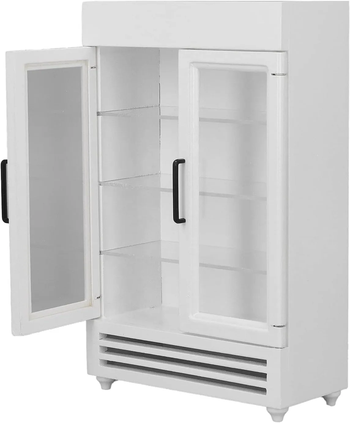 Dollhouse Refrigerator,Simulation Miniature Wood Fridge,Portable Fridge Refrigerator Decoration Accessories for 1:12 Dollhouse (White)