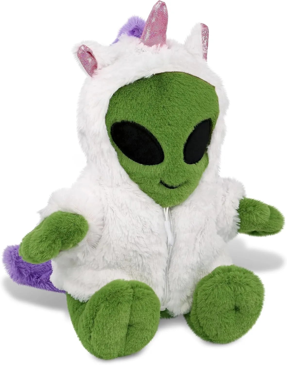 DolliBu Alien Unicorn Plush Stuffed Animal Toy - Super Soft Alien Unicorn Dress Up with Removable Plush Unicorn Outfit, Cute Alien Unicorn Fantasy Plush Gift with White Unicorn Dress - 11 Inches