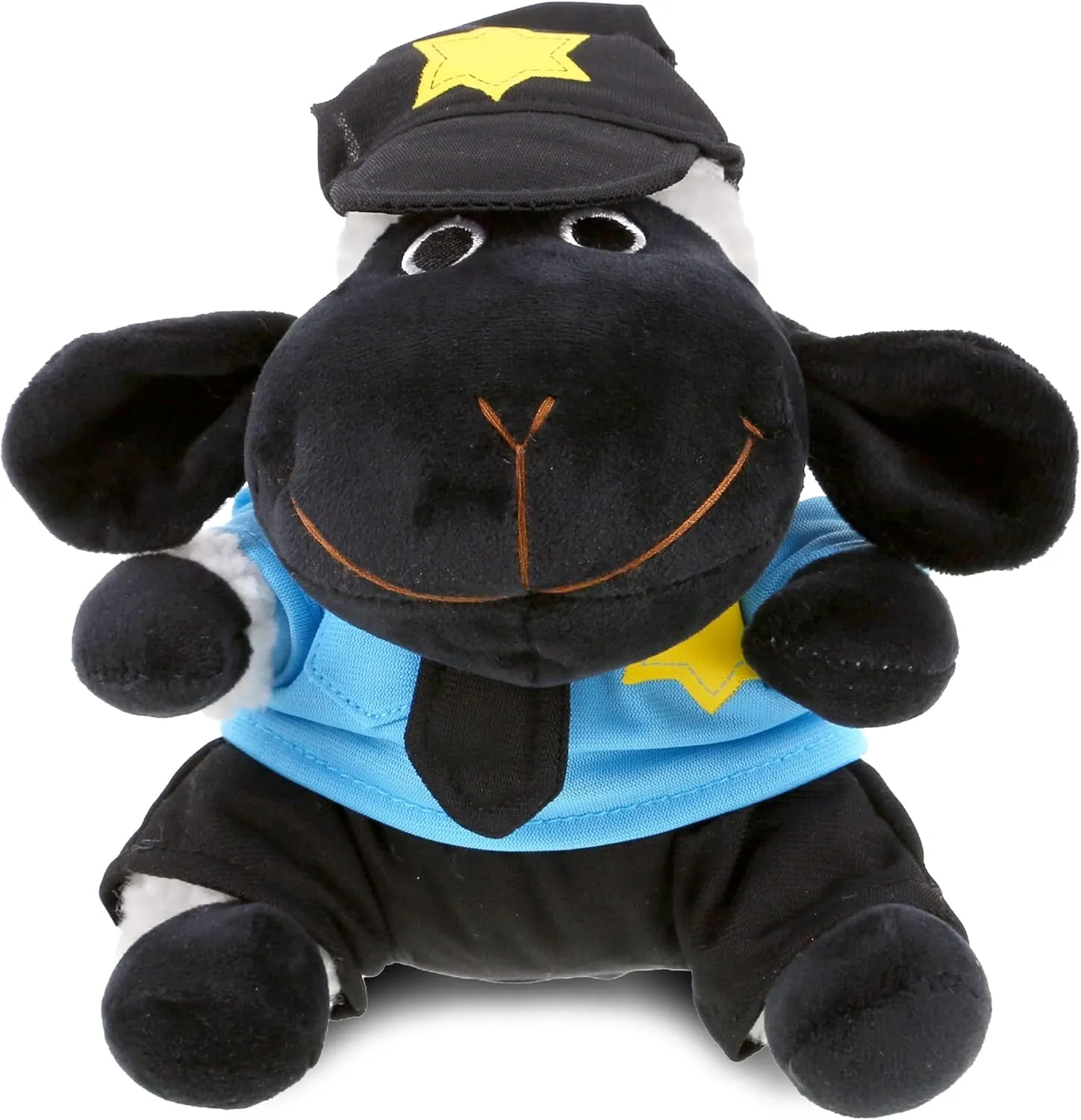 DolliBu Black Nose Sheep Police Officer Plush Toy - Super Soft Sheep Cop Stuffed Animal Dress Up with Cute Cop Uniform and Cap Outfit - Gift with Personalization - 6 Inches