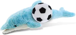 DolliBu Dolphin Small Stuffed Animal with Soccer Ball Plush - Soft Huggable Dolphin, Adorable Playtime Dolphin Plush Toy, Cute Ocean Life Gift for Kids and Adults - 14 Inches