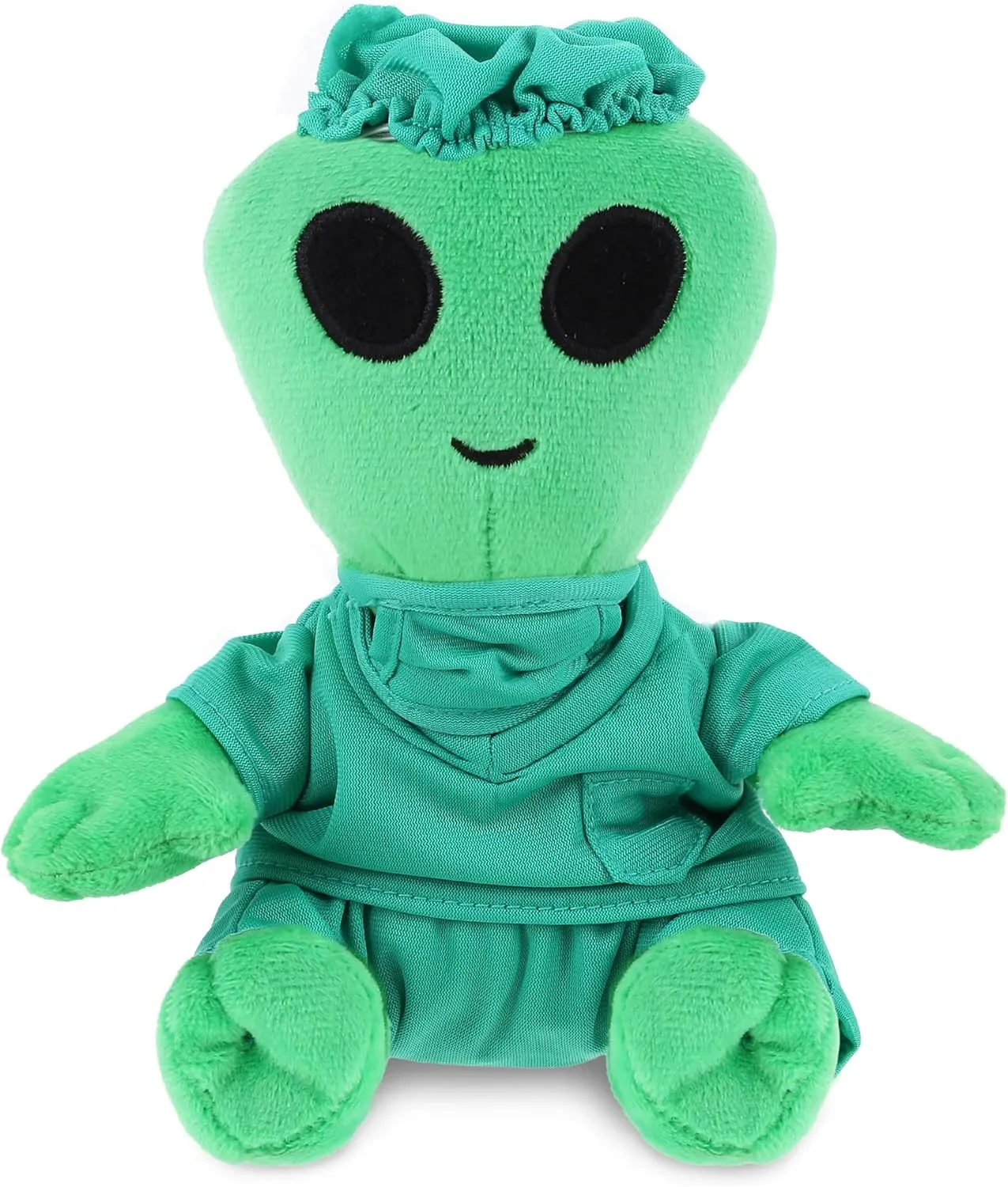 DolliBu Green Alien Doctor Plush Toy - Super Soft Alien Doctor Stuffed Animal Dress Up with Cute Scrub Uniform and Cap Outfit - Gift with Personalization - 6 Inches