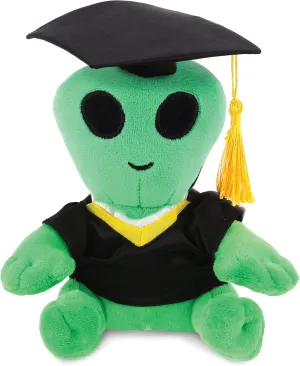 DolliBu Green Alien Graduation Plush Toy - Super Soft Graduation Stuffed Animal Dress Up with Gown and Cap with Tassel Outfit - Cute Congratulatory Graduation Gift - 6 Inches