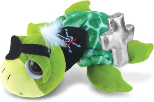 DolliBu Green Pirate Sea Turtle Stuffed Animal with Silver Cross Plush - Baptism Gifts for Boys and Girls, Cute Dedication Christening Plush Prayer Toy Healing Teddy Bear - 10.5 Inches