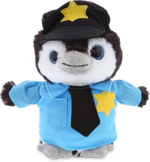 DolliBu Grey Penguin Police Officer Plush Toy - Super Soft Penguin Cop Stuffed Animal Dress Up with Cute Cop Uniform & Cap Outfit - Gift with Personalization - 9" Inches