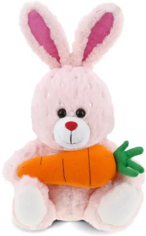 DolliBu Happy Easter Super Soft Plush Rose Gold Bunny with Carrot - Cute Stuffed Animals with Carrot Plush Toy, with Name Personalization, Spring Easter Plush Animal – 8 Inches