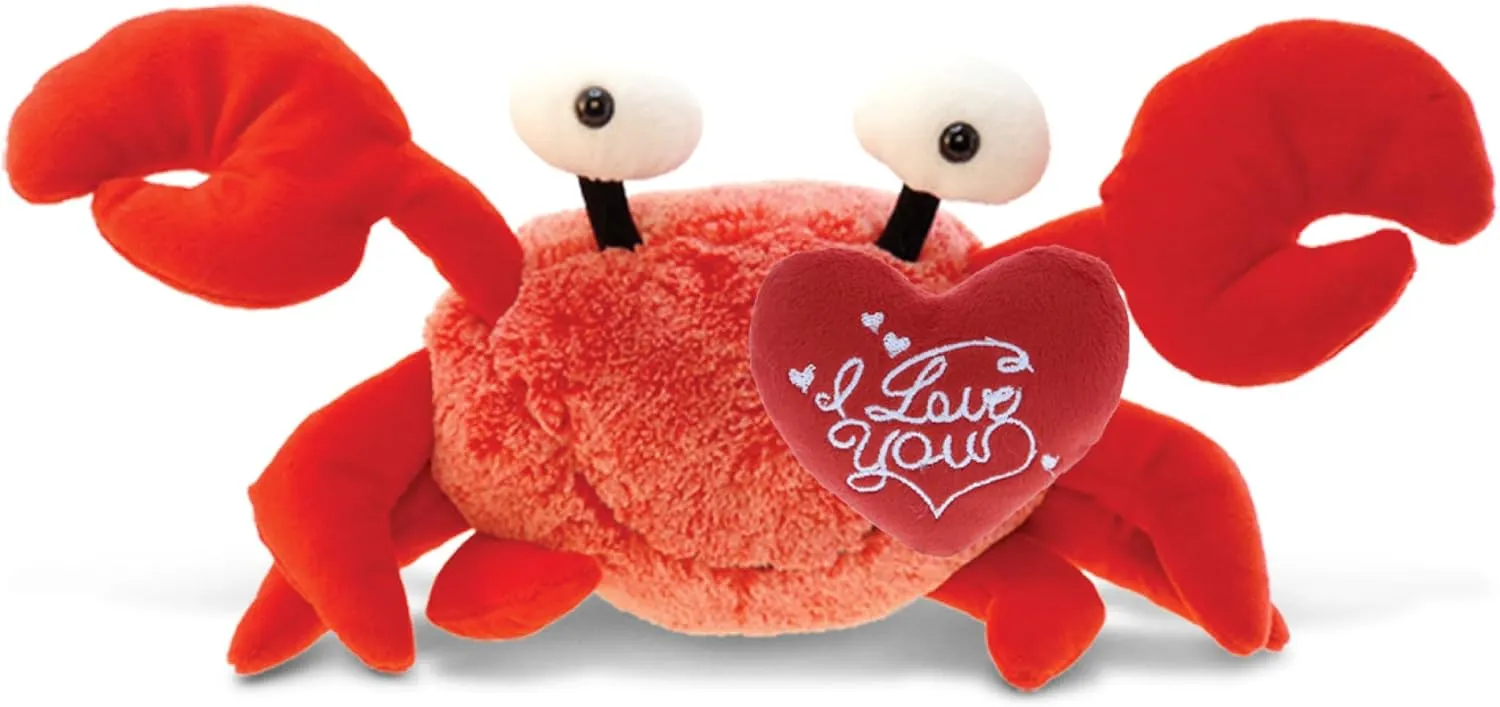 DolliBu I Love You Valentine Plush Red Crab - Cute Stuffed Animal with Red Heart and Name Personalization Gift for Valentines Day, Birthday, Anniversary, Romantic Date - 10 Inches