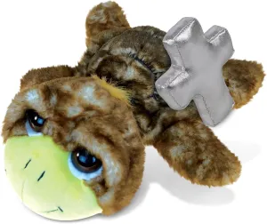DolliBu Large Brown Sea Turtle Stuffed Animal with Silver Cross and Personalization - Baptism Gifts for Boys and Girls, Dedication Christening Gifts Plush Prayer Toy Healing Teddy Bear - 11 Inch