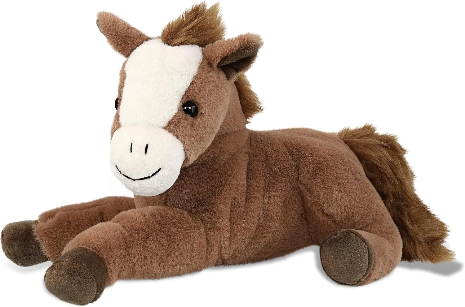 DolliBu Laying Brown Horse Stuffed Animal - Soft Huggable Brown Horse, Adorable Playtime Horse Plush Toy, Cute Farm Life Cuddle Gifts, Super Soft Plush Doll Animal Toy for Kids and Adults - 12 Inches