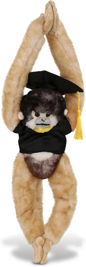 DolliBu Long Arm Hanging Squirrel Monkey Graduation Plush Toy - Soft Graduation Stuffed Animal Dress Up Gown and Cap with Tassel - Graduation Gift with Personalization - 21 Inches