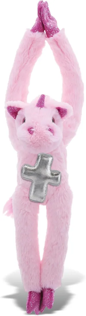 DolliBu Long-Arms Unicorn Stuffed Animal with Silver Cross Plush - Religious Baptism Gifts for Boys and Girls, Christening Gifts Plush Prayer Toy Healing Stuffed Animal - 21 Inches