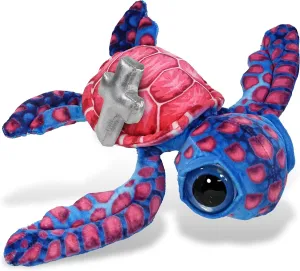 DolliBu Pink Sea Turtle Stuffed Animal with Silver Cross and Personalization - Religious Baptism Gifts for Boys and Girls, Dedication Christening Gifts Plush Prayer Toy Healing Teddy Bear - 10 Inches