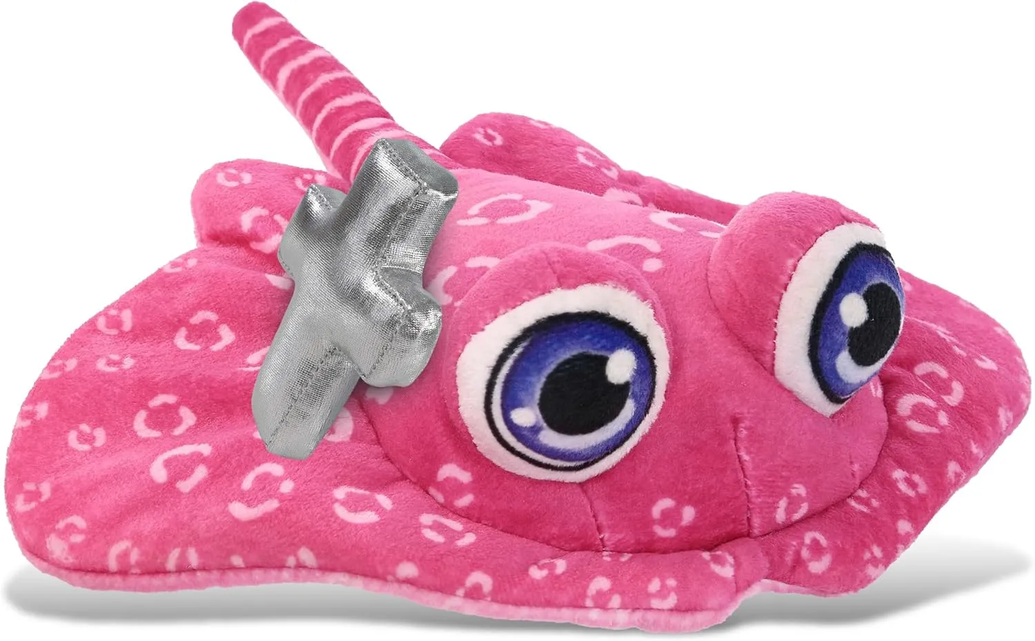 DolliBu Pink Stingray Stuffed Animal with Silver Cross and Personalization - Religious Stingray Plush Baptism Gifts, Dedication Christening Gifts Plush Prayer Toy Healing Teddy Bear - 10 Inches