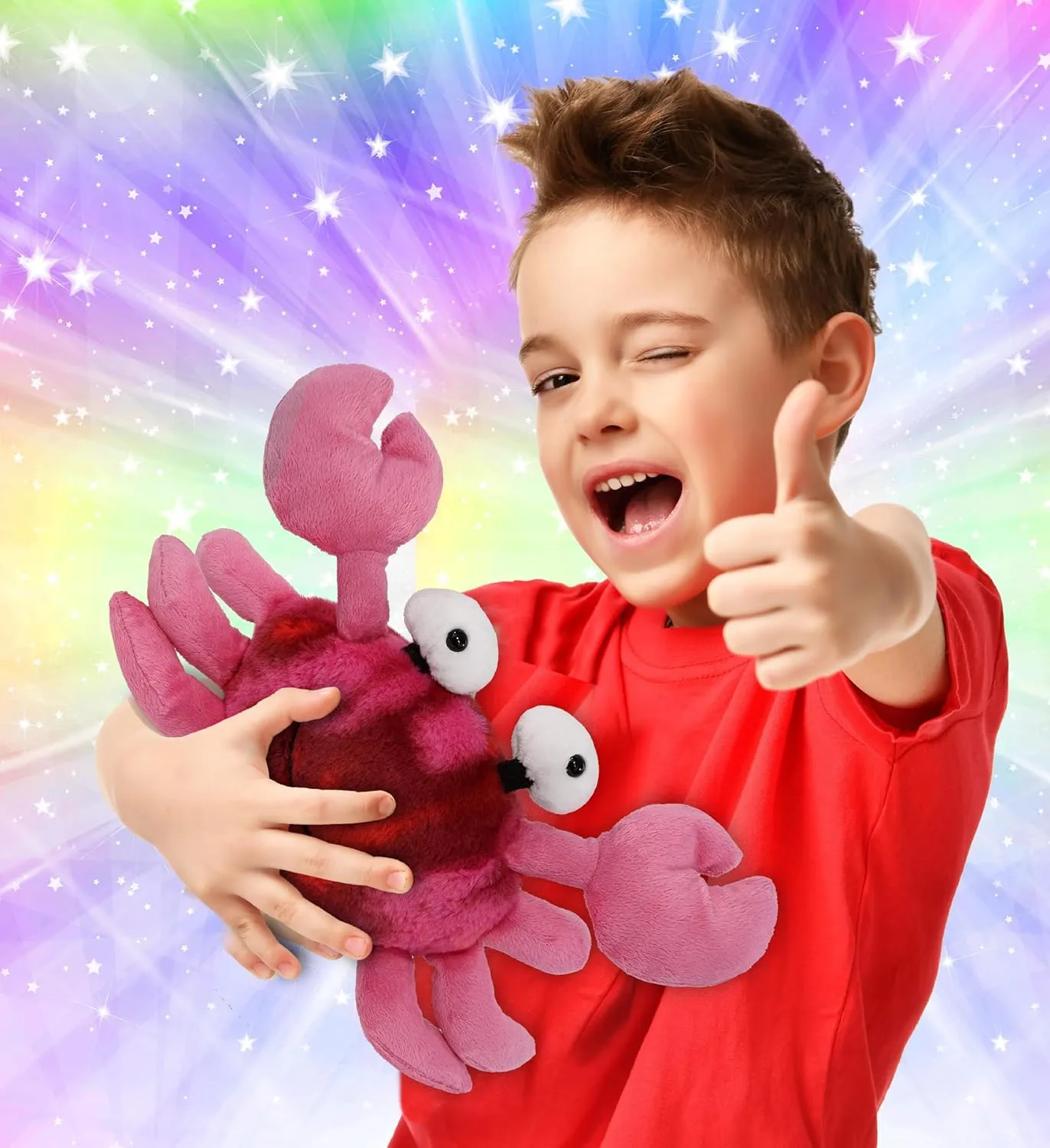 DolliBu Pink Tie-Dye Crab Plush - Super Soft Stuffed Animal, Cute Sea Animal Plush, Adorable Fluffy Stuffed Animal for Boys and Girls, Stuffed Animals Plush Gift for Babies, Kids, Adults - 6.5 Inches