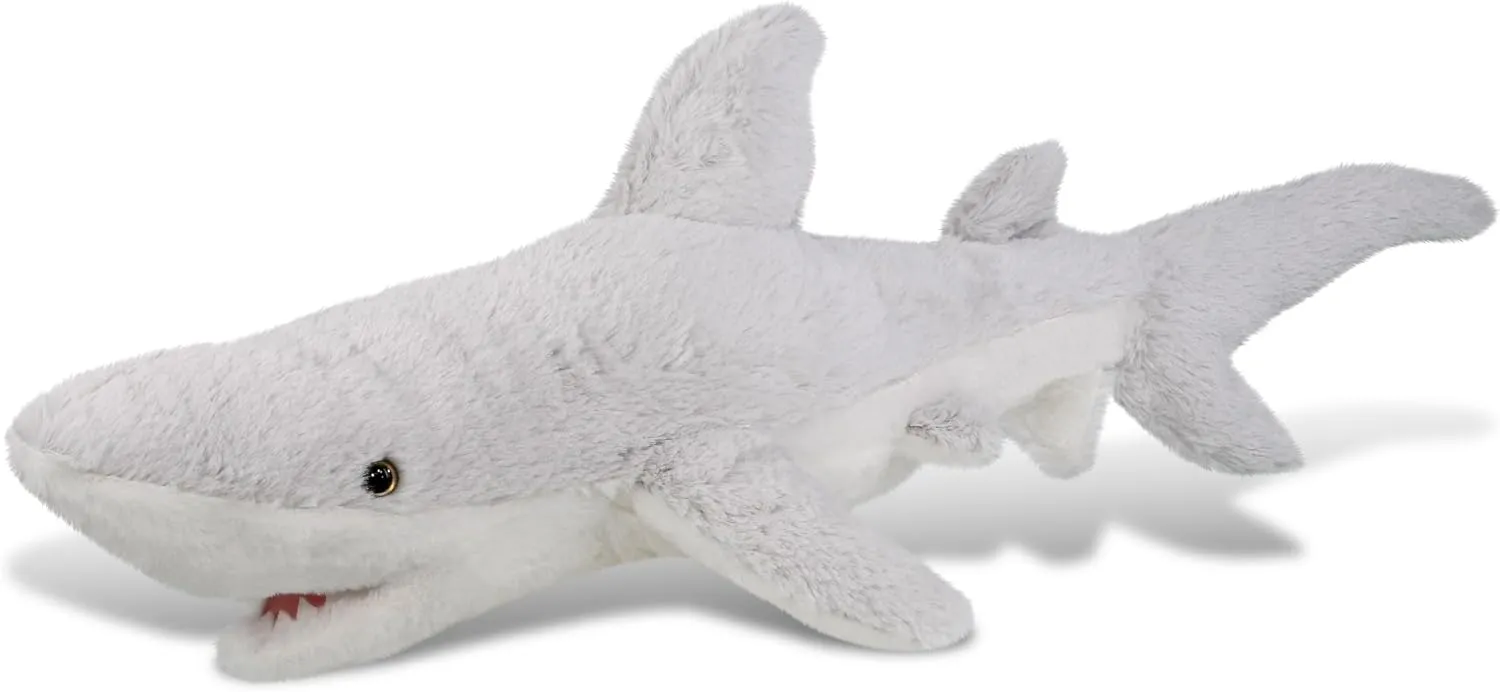 DolliBu Plush Shark Stuffed Animal - Soft Fur Huggable Marine Grey Shark, Adorable Playtime Shark Plush Toy, Cute Sea Life Cuddle Gift for Kids & Adults - 23 Inch