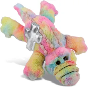 DolliBu Rainbow Alligator Small Stuffed Animal with Silver Cross and Personalization - Religious Baptism Gifts for Boys, Girls Dedication Christening Gifts Plush Prayer Toy Healing Bear - 12 Inch
