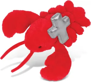 DolliBu Red Lobster Stuffed Animal with Silver Cross Plush - Religious Baptism Gifts for Boys and Girls, Cute Dedication Christening Gifts Plush Prayer Toy Healing Teddy Bear - 13 Inches