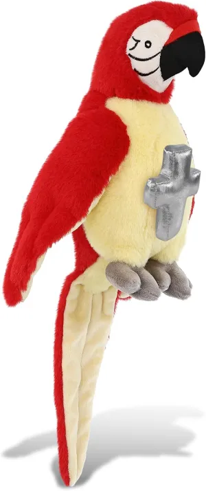 DolliBu Red Parrot Stuffed Animal with Silver Cross and Personalization - Religious Baptism Gifts for Boys and Girls, Dedication Christening Gifts Plush Prayer Toy Healing Teddy Bear - 9 Inches