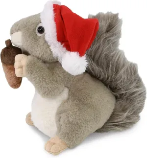 DolliBu Santa Grey Squirrel Stuffed Animal Plush Toy - Super Soft Farm Animal Dress Up with Red Santa Claus Outfit, Wildlife Gift, Perfect Holiday with Name Personalization - 8 Inches